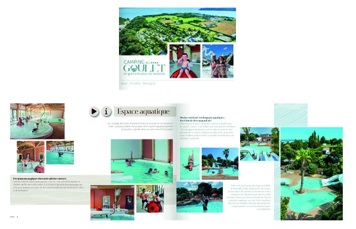Brochure du camping du Goulet à Brest, pages consacrées à l’espace aquatique